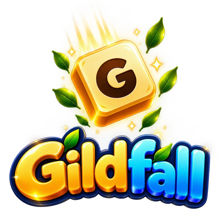 Gildfall: a golden G tile falling above the game logo